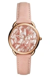 Fossil Tailor Leather Strap Watch, 35mm In Pink/ Rose Gold
