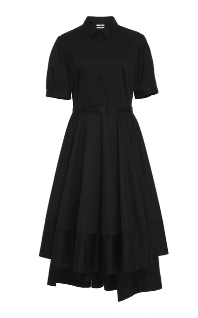 Co Belted Sateen Dress In Black