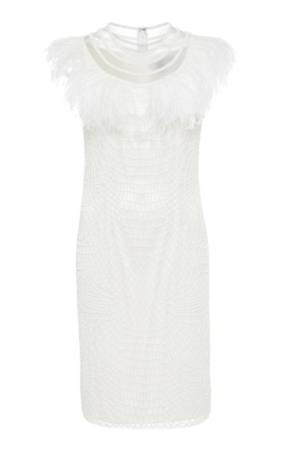 Joanna Mastroianni Illusion Neck Mini Dress In White