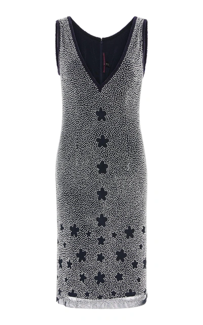 Joanna Mastroianni V-neck Stars Embroidered Dress In Blue
