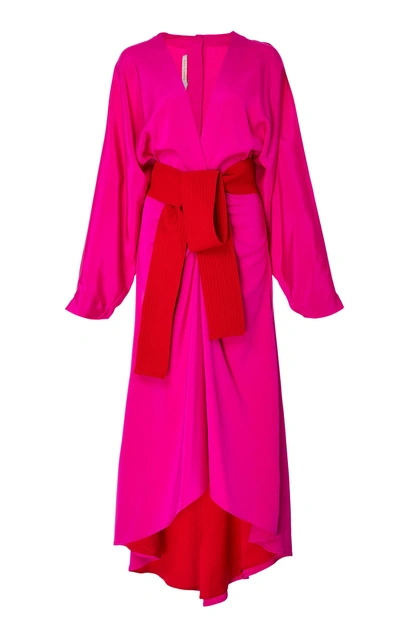 Silvia Tcherassi M'o Exclusive Astromelia Contrast Dress In Pink