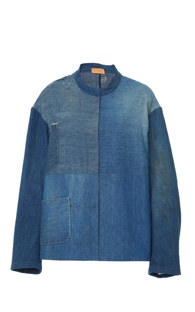 B Sides Exclusive Patchwork Denim Apron Jacket In Blue