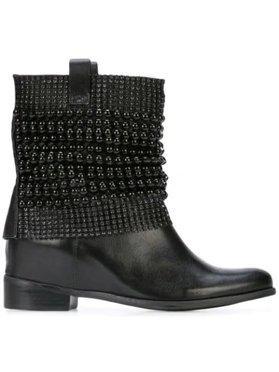 Schutz Embellished Wedge Ankle Boots In Black