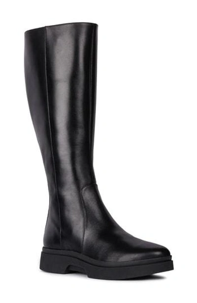 Geox Myluse Knee High Platform Waterproof Boot In Black Leather | ModeSens