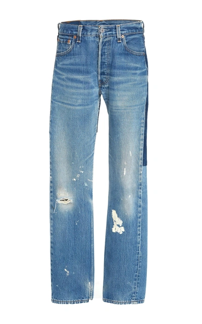 B Sides M'o Exclusive Mid-rise Reverse Straight-leg Jeans In Blue