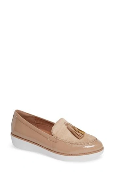 Fitflop Petrina Genuine Calf Hair Loafer In Taupe Faux Leather