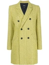 Apc Joan Double-breasted Wool-blend Coat In Jaune