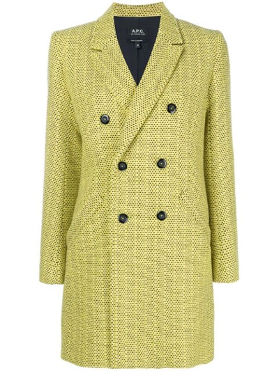 Apc Joan Double-breasted Wool-blend Coat In Jaune