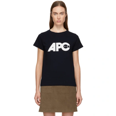 Apc Sheena U.s. Printed-logo Cotton T-shirt In Blue
