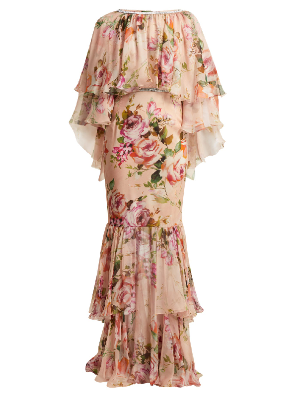 Dolce & Gabbana Floral-print Silk-chiffon Gown In Pink | ModeSens