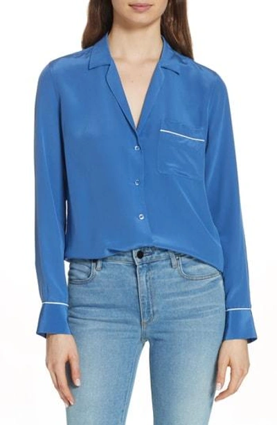 Equipment Keira Piped Silk Shirt In Letterman Blue