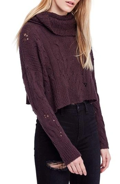 Free People Shades Of Dawn Crop Sweater In Dark Purple