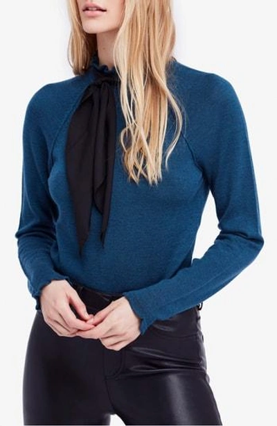 Free People Needle & Thread Merino Wool Sweater In Dark Turquoise