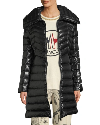 Moncler Faucon Fitted Puffer Coat In Beige
