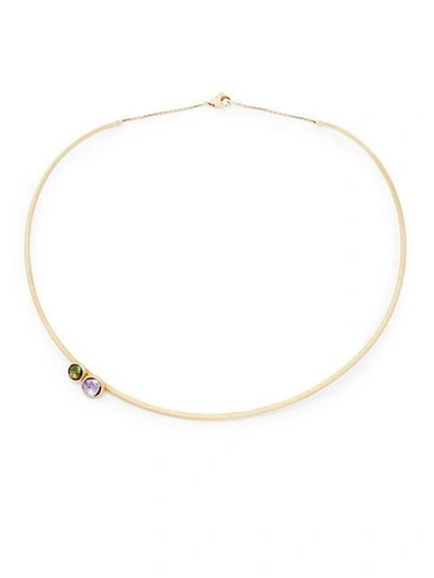 Marco Bicego 18k Gold, Amethyst & Green Tourmaline Collar Necklace In Yellow