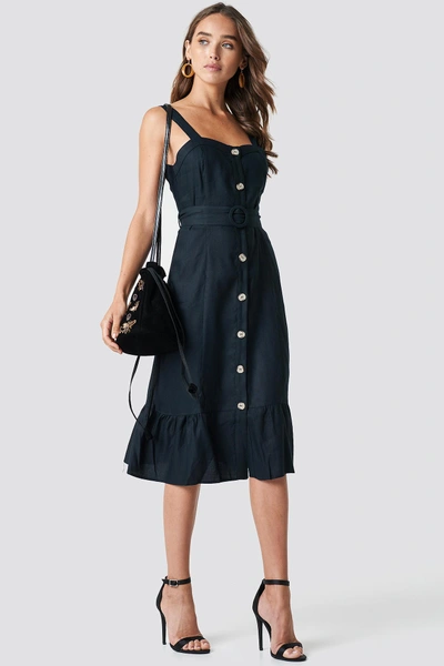 Trendyol Buttoned Belted Waist Midi Dress - Black