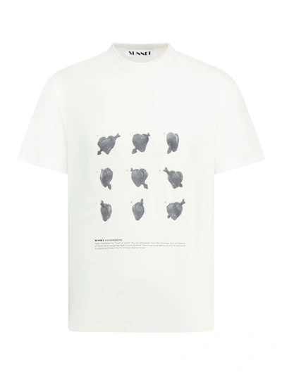 Sunnei Classic T-shirt ``cuori Di Pietra`` In White
