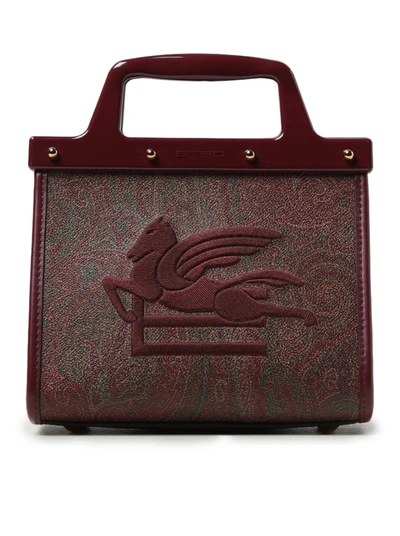 Etro Love Trotter S Women`s Bag In Bordeaux Paisley Jacquard Fabric In Brown
