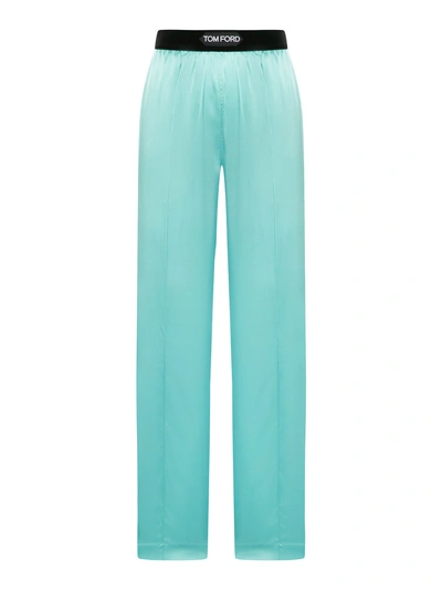 Tom Ford Flowing Trousers In Light Blue
