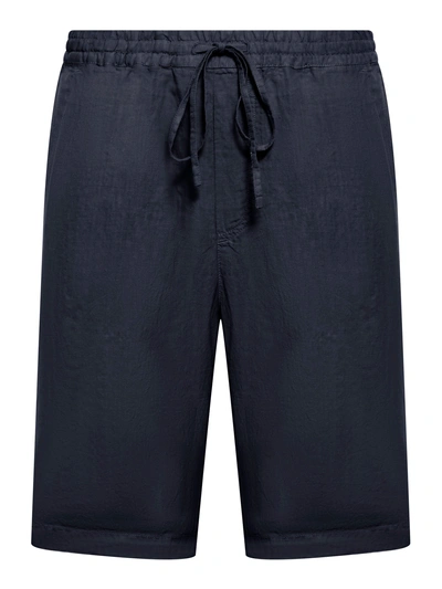 120% Lino Linen Bermuda Shorts In Blue