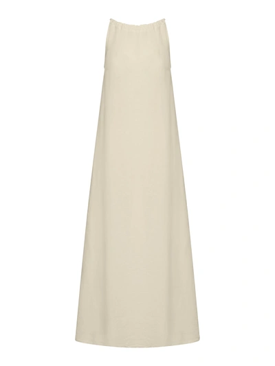 120% Lino Long Linen Dress In Nude & Neutrals