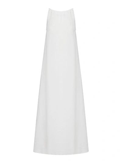 120% Lino Long Linen Dress In White