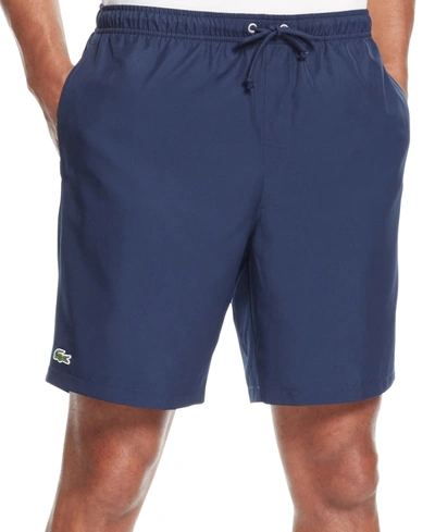 Lacoste Men's Diamante-print 8" Sport Drawstring Shorts In Navy Blue