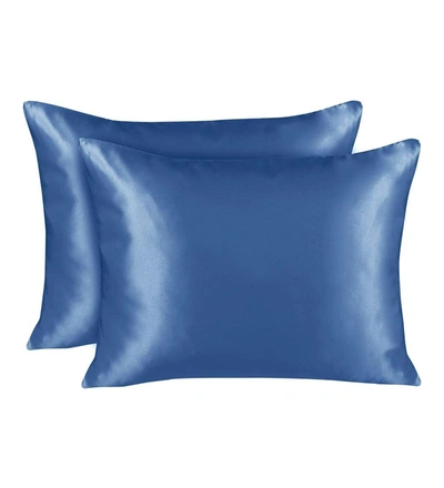 Shopbedding Luxury Satin Pillowcase For Hair And Skin- King Satin Pillow Case With Zipper, Raspberry (pillowcase In Marine Blue