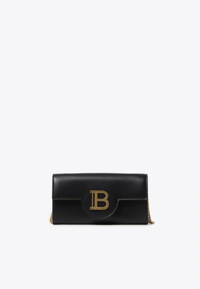 Balmain B-buzz Calf Leather Clutch In Black