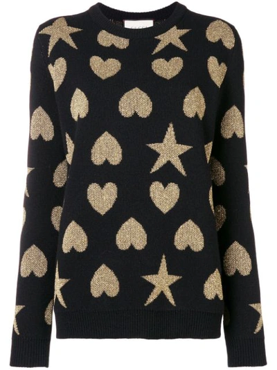 Gucci Hearts And Stars Wool-blend Sweater In Black