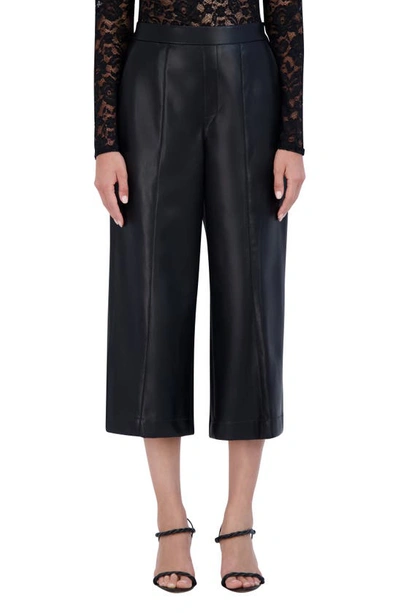 Bcbg New York Faux Leather Crop Wide Leg Pants In Onyx