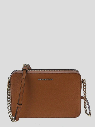 Michael Michael Kors Jet Set Crossbody Bag In Leather Brown