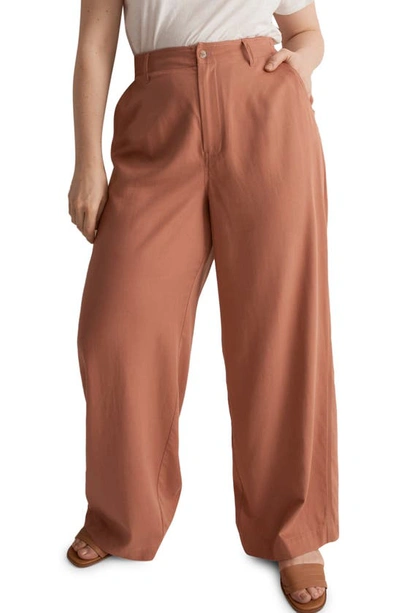 Madewell Drapeweave Neale Straight Leg Pants In Dried Rose