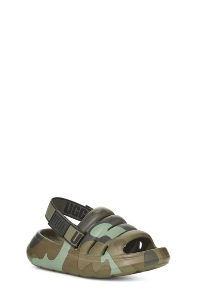 Ugg Kids' Sport Yeah Camo Slingback Sandal In Moss Green