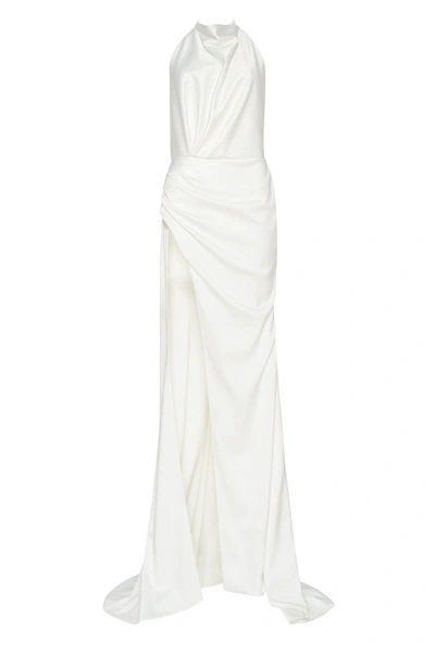 Milla White Mock Neck Sleeveless High Slit Dress