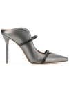 Malone Souliers Maureen 100 Gunmetal Leather Mules In Grey