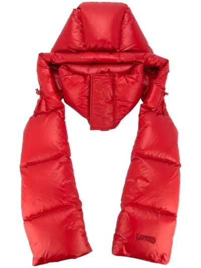 Juunj Embroidered Nylon Down Hood Scarf In Red