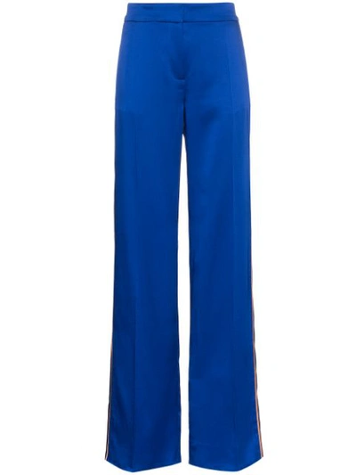 Peter Pilotto Contrast Stripe Straight Leg Trousers In Blue