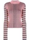 Mcq By Alexander Mcqueen Mcq Alexander Mcqueen Striped Sleeve Ribbed Knit Top - Pink In Fondant Pink