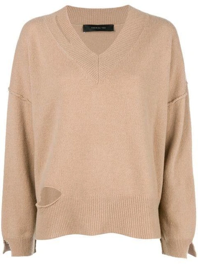 Federica Tosi Cut-detail Flared Sweater In Neutrals