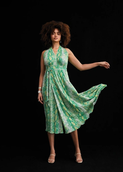 Diane Von Furstenberg Pia Reversible Mesh Wrap Dress By  In Size Xl In Green