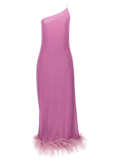 Oseree Lumière Plumage One-shoulder Maxi Dress In Purple