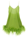 Oseree Green Mini Dress With Feathers In Lurex Woman