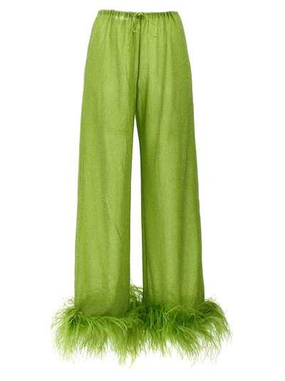 Oseree Oséree Lumière Plumage Metallic Trousers In Green