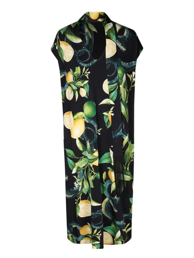 Roberto Cavalli Lemon Print Black/multicolor Dress
