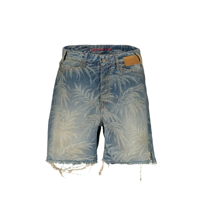 Palm Angels Jungle Denim Shorts In Blue