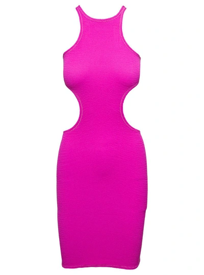 Reina Olga Ele Mini Dress With Cut-out Detailing In Fuchsia Technical Fabric Woman In Fuxia