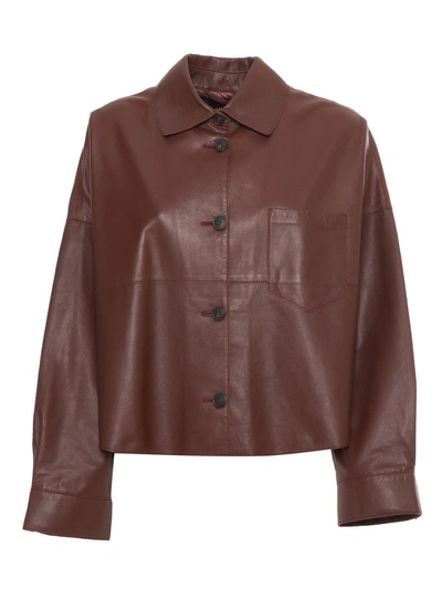 Weekend Max Mara Leather Jacket In Brown