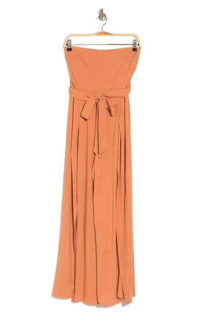 Vici Collection Nadia Strapless Jumpsuit In Clay