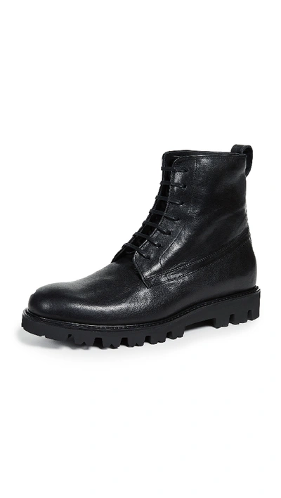 Vince Commander Lug Sole Lace Up Boots In Black